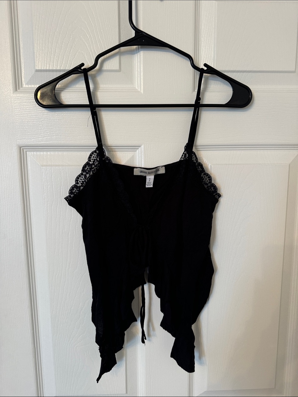 Urban Outfitters Black Lace-Trim Tie-Front Cropped Camisole
